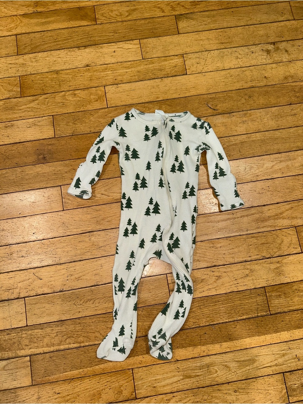Baby Unisex Spearmint Love footie onesie long sleeve waffle pajama